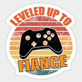 Leveled Up To Fiance Funny Gaming Couple Gift Sticker